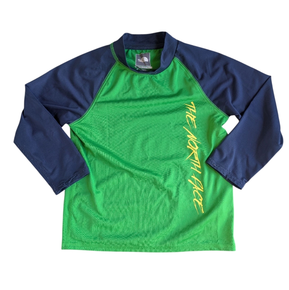 The North Face Flashdry Shirt Boys 5/6 Rashgaurd Green Blue